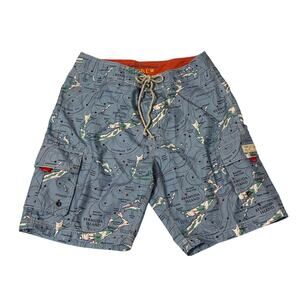 J. Crew Original Swimmwear Bermuda Island Map Swim/Board Shorts, Size 32